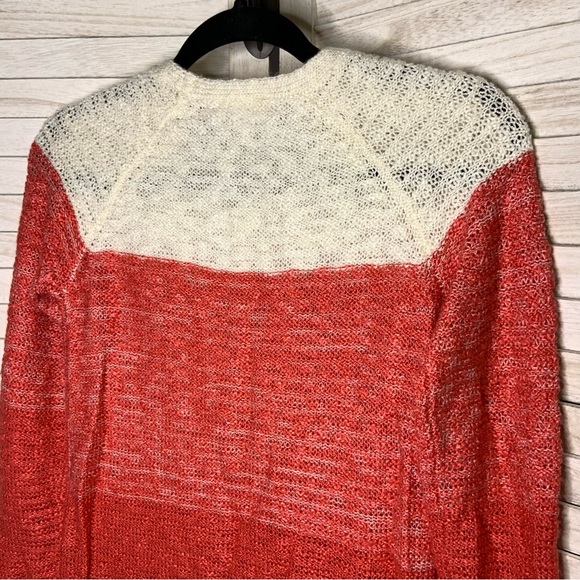 Cloud Chaser Color Block Cream and Pink Acrylic Knit V Neck Sweater - Picture 6 of 11